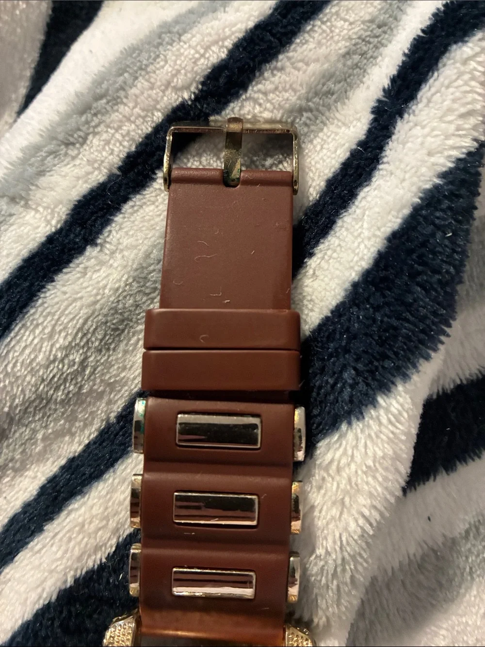 Brown Glitter Dial Smartwatch with Metallic Accents